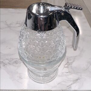 Glass Honey Dispenser with Silver Lid